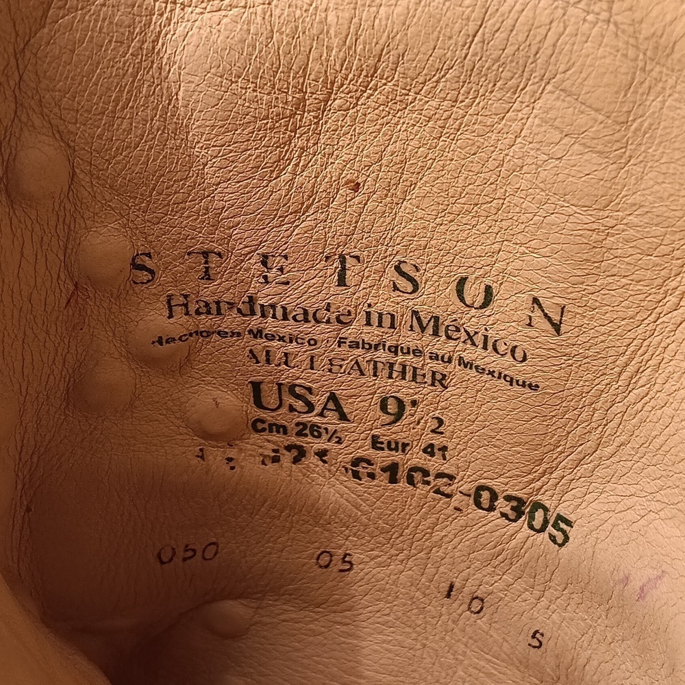 Stetson Dark Brown Western Boots with Tan Cross Size 9.5 - Picture 6 of 11
